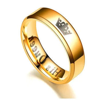 Nerūdijančio plieno pora žiedas, jos Karalius, karalienė mados, titano plienas, crown, vyro ir moters žiedas.
