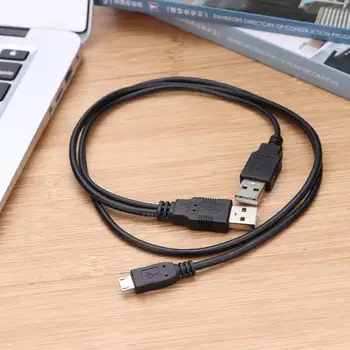 Nešiojamų 2 in 1 USB 2.0 Kabelis dviejų Tipas A-Micro B Male Y Data Laidas 2,5 colių Mobile Kietasis Diskas HDD Duomenų Perdavimo Kabelis