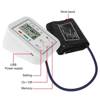 Nešiojamų Buitiniai Rankos Juostos Tipo Sphygmomanometer Kraujo Spaudimo Monitorius LCD Kamertonas ' Tiksliai Matuoti Kraujo Spaudimą