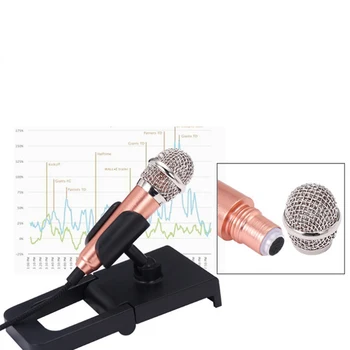 Nešiojamų Garso Dainavimo 3.5 mm Mini Kondensatoriaus Mikrofonas, Telefonas Karaoke Gyventi Kompiuterio Mikrofonas Su Stovu, 