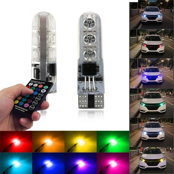 Niscarda T10 W5W 194 5050 LED RGB Šviesos Automobilio Salono Pleišto Pusėje Signalo Atstumas Nuotolinio Valdymo Lemputės Įvairių Spalvų Žibintų Rinkinys