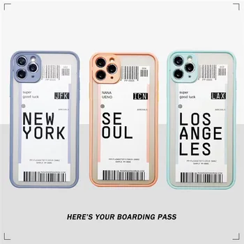 Niujorko Seulas Los Andželo Prabangos kelionės įlaipinimo etikete brūkšninis kodas silicio atveju iPhone 12 11 Pro X XS MAX XR 7 8 plius padengti