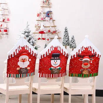 Noel Santa Claus ir Kalėdų neaustinių Vakarienės Stalo Red Hat Kėdės Nugaros Apima Kalėdos Kalėdų Dekoracijas Namuose Naujųjų Metų 2021