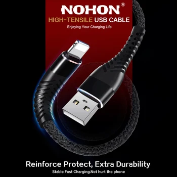 NOHON 3M 2M 1M USB Kabelis Didelės Tempimo 