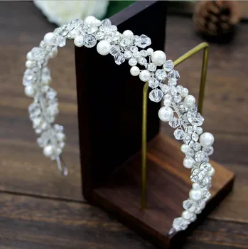 Nuotakos Bridesmaid, Gėlių Mergaičių Diamante Crystal Pearl Lankelis Kalnų Krištolas Vestuvių Prom Tiara Moterų Plaukų Aksesuarai
