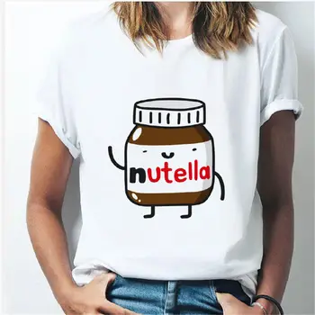 Nutella Spausdinti marškinėlius Moterims 90-ųjų Harajuku Ullzang Mados T-shirt Grafikos Mielas Animacinių filmų Marškinėlius Hipster Tumblr Moterų Marškinėliai