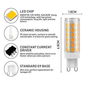 Nėra Mirgėjimo G9 LED LEMPUTĖ 7.5 W LED Lemputės AC110V 220V SMD5730 Dėmesio Liustra Aukštos Kokybės Apšvietimas Pakeisti Halogeninės Lempos 80W
