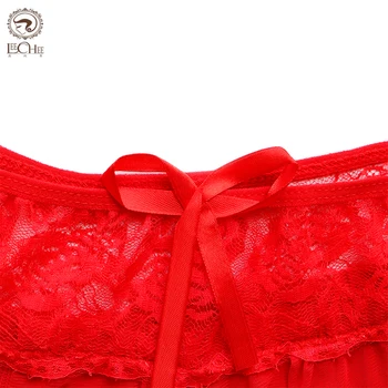 Nėriniai Raudona 3Pcs apatinis Trikotažas Rinkinys Sexy G-string Suknelė Egzotiškų Drabužių Erotiniai Apatiniai Lenceria Skaidrus Ropa Interjero porno kraujavimas iš Kostiumai