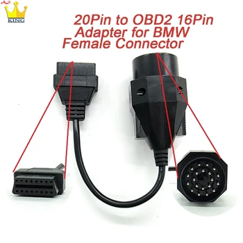 OBD Adapterio BMW 20pin su OBD2 16PIN Female Jungtis e36 e39 X5, Z3 obd2 cable BMW 20 pin jungtis, Greitas pristatymas