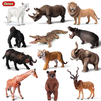 Oenux Klasikinis Afrikos Gyvūnai Briedžių Modelis Figūrėlių, Krabų Laukinių Krokodilas Gyvūnų Statulėlės, Žirafa Švietimo Žaislas Vaikams Dovanų