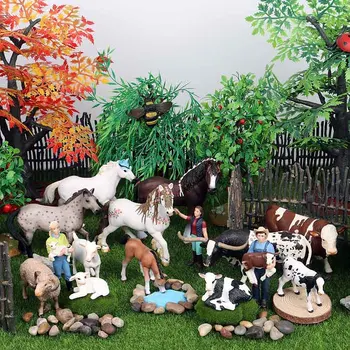 Oenux Namų Puošybai Palmių Farm House Tvora, Veja Lizdą Dekoracijos Išdėstymo, Kraštovaizdžio Aksesuaras Miniatiūriniai Ūkio Gyvūnai Modelis Žaislai