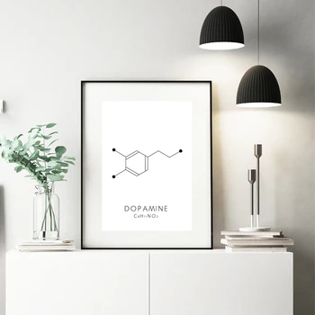 Oksitocino & Dopamino Piešinys Plakatas Molekulės Serotonino Sienos Meno Tapybos Drobės Chemijos Mokslo Nuotrauką Be Rėmelio
