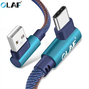 OLAF 2m USB C Tipo 90 Laipsnių Greito Įkrovimo usb c kabelio Tipas-c duomenų Laidas, Kroviklis, usb-c Samsung S8 S9 Pastaba 9 8 Xiaomi mi8 mi6