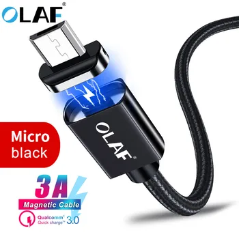 OLAF Micro USB Kabelis Magnetinio 3A Greito Įkrovimo Kabeliu Xiaomi Redmi Pastaba, Huawei Mobilus Telefonas Android Planšetinio kompiuterio Kroviklio