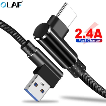OLAF USB C Tipo Kabelis 90 Laipsnių Greito Įkrovimo Duomenų USB C Kabelio 