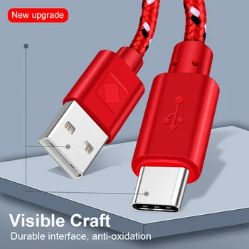 OLAF USB C Tipo Kabelis Nailono Tinklelio 1M 2M 3M Duomenų Sinchronizavimo Greito Įkrovimo USB C Kabelio 