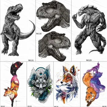 OMMGO Dinozaurų Monstras Aštri Laikinos Tatuiruotės Lipdukas Kriokimas Tyrannosaurus Rex Pasirinktinį Tatuiruotė Kūno Menas Rankos Riešo Netikrą Tatoos Vyrai