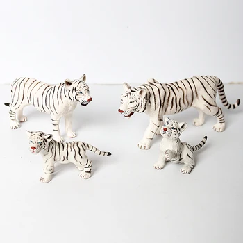 Originali Laukinių Gyvūnų Karalystė Balta tigeress leopardas, Liūtas panther gyvūno sumos su Cubmodel Švietimo žaislai Tortas Toppers