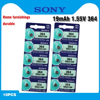 Originalus Sony 10vnt SR621SW Sidabro Oksido Žiūrėti 6.8 mm*2.1 mm, 1 TG 364 164 D364 L621 GP364 Mygtuką Ląstelių Monetų Baterijomis