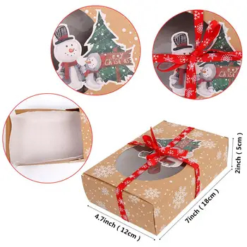 OurWarm 6pcs Maisto Klasės Kraft Kalėdų Slapukas Dėžės su Oilpaper ir Juostelės Šalies Naudai Gydyti Dėžės su Aiškiai Langą