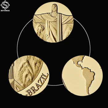 Paauksuoti Monetos Brazilija Kristaus Atpirkėjo Naujų Septynių Pasaulio Stebuklų, Monetų