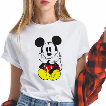 Pagrindinio Disney Užmaskuotas Mickey Mouse Marškinėliai Moterims Vasaros Naują Negabaritinių Tees Atsitiktinis Palaidų Marškinėlius, O Kaklo Moterų Viršūnių Dropship