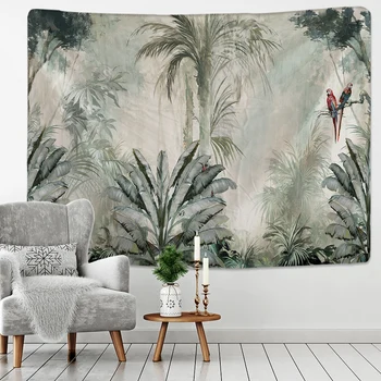 Palmių Medis, Gobelenas Sienos Kabantys Atogrąžų Medžių Lapai, Gėlės Modelis Paplūdimio Sienos Gobelenas Gyvūnų Fone Sienų Medžiaga Kiliminė Danga Gobelenai