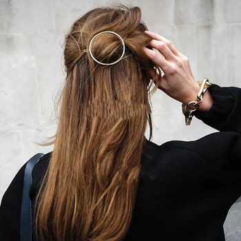 Paprastas Stilius, Plaukų Clips korėjos Apskritimas Geometrinis Metalo Plaukų Pin Plaukų Optikos Reikmenys Moterų, Mergaičių Gražus Dovanos TSLM1