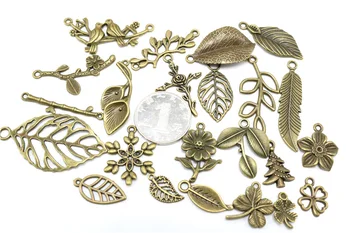 Papuošalai rasti & sudedamosios dalys Visų rūšių ir bronzos detalės, lapų Antikvariniai žalvaris o moteris palieka #JZ106