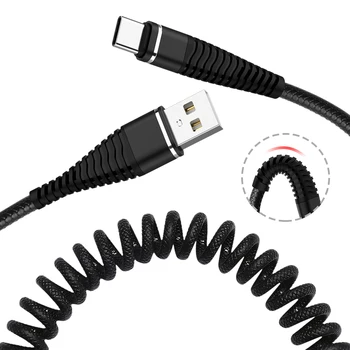 Pavasario Micro USB Kabelį, Tipas C, Greitas Įkroviklis, Skirtas Samsung S8 S9 S7 Krašto Automobilių Ištraukiama Duomenų Laidą 