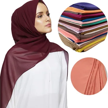 Pavasarį naują stilių soild spalvos burbulas šifono hijab moterų skarelė turbaną moterų galvos wrap skaros ir apsiaustas foulard femme