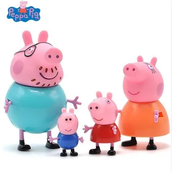 Peppa Pig George Tėtis, Mama, Šeimos Paketas Anime Vaikams, Žaislai, Senelis, Močiutė Veiksmų Skaičius, Pvc Modelio Vaikų Dovanų