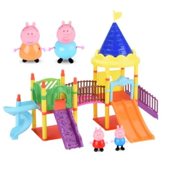 Peppa Pig Šeimos Paketas Anime Vaikams, Žaislai, Pramogos Skaidrių Parkas Pilnas Vaidmenis Lėlės Veiksmų Skaičius, Modelį, Vaikai Kalėdų Dovanos