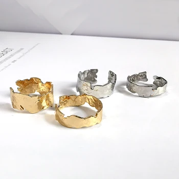 Peri'sBox Aukso Spalvos, Platus, Plonas Nereguliarus Žiedai Folija Blizga Geometrinis Žiedai Moterims Minimalistinio Tekstūra Žiedas 2020 Naujų Papuošalų