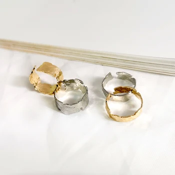 Peri'sBox Aukso Spalvos, Platus, Plonas Nereguliarus Žiedai Folija Blizga Geometrinis Žiedai Moterims Minimalistinio Tekstūra Žiedas 2020 Naujų Papuošalų