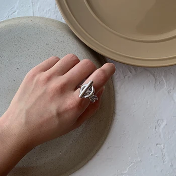 Peri'sBox išskaptuotas Perjungti Užsegimas Susukti, Žiedai, Grandinės Ratas Baras Geometrinis Žiedai Moterims Minimalistinio Žiedas Papuošalai 2019