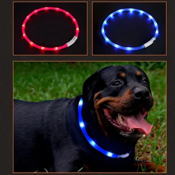 Pet Vandeniui USB Įkraunamas LED Šunų Antkaklis Naktį Saugos Mirksi Naminių Reikmenys Šunų Reikmenys Mažylis LED Antkaklio, Pavadėlio