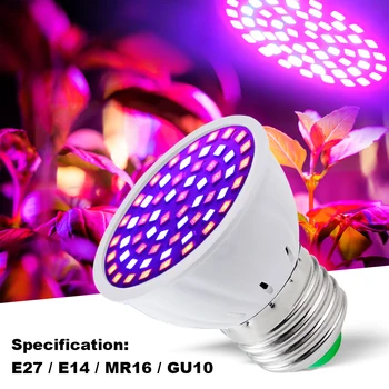 Phytolampa Augalams LED Grow Light 220V E27 E14 GU10 MR16 Kambarinių Augalų Lauke Palapinę įvairiausio Spektro LED Lempos, Gėlių Sėklos