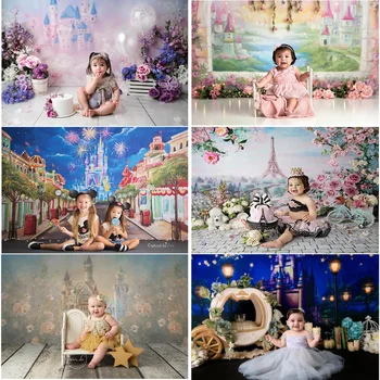 Pilies Naujagimių Gimtadienio Fotografijos Meno Fone Princesė Baby Shower Portretas Fone Vaikams Pasaką Gimtadienio Rekvizitai
