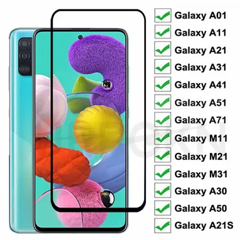 Pilnas Apsauginis Stiklas Samsung Galaxy A01 A11 A21 A31 A41 A51 A71 Grūdintas Stiklas A21S M11 M21 M31 A30 A50 Screen Protector