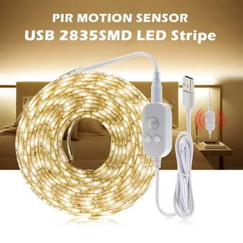 PIR Montion Jutiklis LED Nakties Šviesos Pagal Kabineto Šviesos DC5V Juostelės USB Įkrovimo Virtuvės Apšvietimo Spinta Spinta Lova Lempos