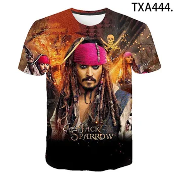 Piratų filmo Jack Sparrow 3D T Marškinėliai Atsitiktinis Berniukas mergaitė Vaikai Mados Streetwear Atspausdintas T-shirt Vyrams, Moterims, Vaikams, Kietas Viršūnes Tee