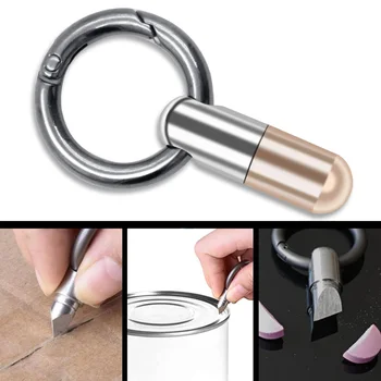 Pjovimo įrankis nerūdijančio plieno multi-funkcija EDC nešiojamas mini įrankis, raktų žiedas pakabukas įrankis kapsulė peilis maža pjovimo įrankis