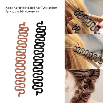 Plastikiniai Lady prancūzijos Plaukų Kasytės Priemonė Plaukų Twist Braider Lengva Naudoti DIY Aksesuarai, Mados Salonas Moterims Braider Maker