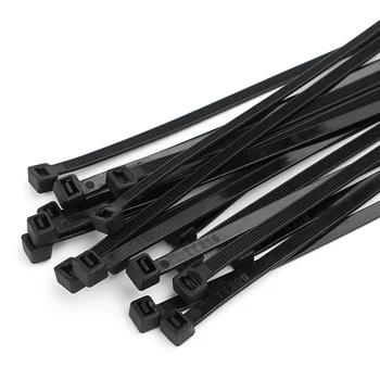 Plastikiniai nailono kabeliui 100 VNT juodas 5X300 kabeliui tvirtinimo žiedu 3X200 kabeliui užtrauktukas su 5X200 savaiminio fiksavimo nailono kabeliui