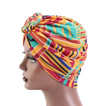 Plaukų Bžūp Afrikos Modelio Gėlių Turbaną Musulmonų Moterys Skarelė Headwrap Ponios Chemo Skarelės Plaukų Formavimo Priedai