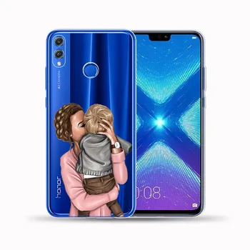 Plaukų Kūdikio Mama, Mergina Karalienė Minkštos TPU Silikono Atveju Padengti Huawei Honor 9 10 20 Lite Pro 10i 8X 9X 6X Y9 Y5 Premjero 2018 NOVA 3 3I