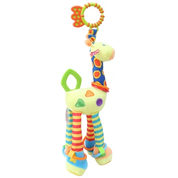 Pliušinis Kūdikių Žaislai, Kūdikių Vystymosi Žirafa Gyvūninės Handbells Barškučių Rankena Žaislai, Vežimėliai Kabinti Teether Žaislai 0-12 Mėnesių