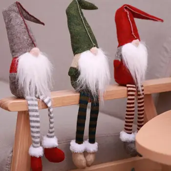Pliušinis Santa Gnome Lėlės Kalėdinė Dekoracija Sėdi ilgakojis Elf Festivalis 