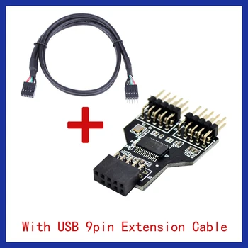 Plokštė USB 9Pin Sąsaja Antraštė Splitter 1 2 prailginimo Laido Adapteriu 9-Pin USB HUB USB 2.0 Jungtys RGB 